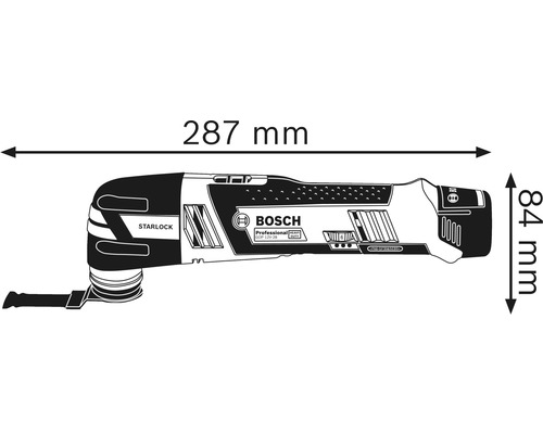 Bosch Multifunktionswerkzeug Abmessungen: 287 mm Länge und 84 mm Höhe