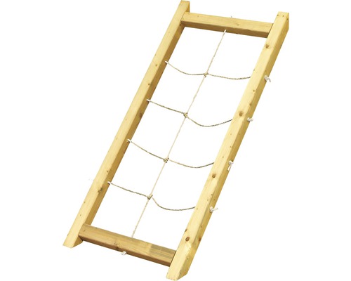 Kletternetz aus Holz und Seil für den Garten
