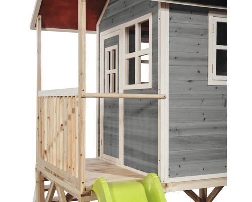 Spielhaus aus Holz mit Rutsche für Kinder