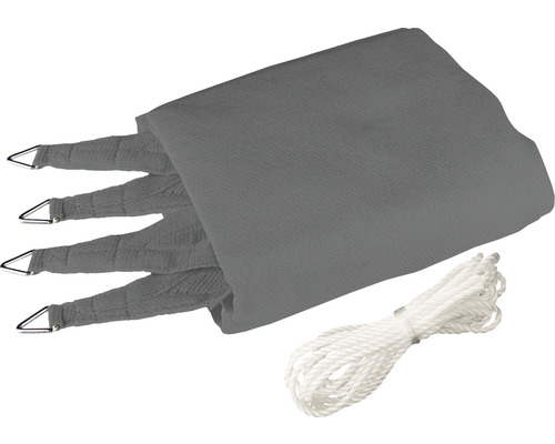 Graues Sonnensegel mit Befestigungsseil