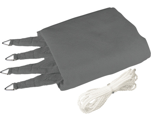 Graues Sonnensegel mit Befestigungsseil