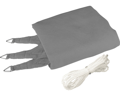 Graues Sonnensegel mit Befestigungsseil