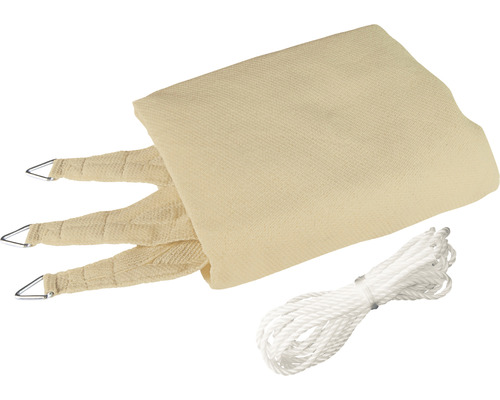 Beiges Sonnensegel mit Befestigungsseilen
