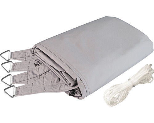 Graues Sonnensegel mit Befestigungsseil