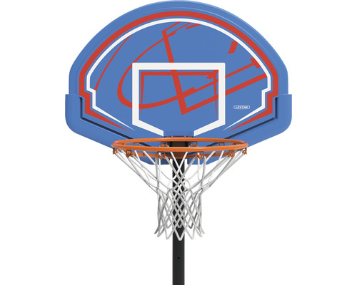 Basketballkorb mit Netz und blauem Brett