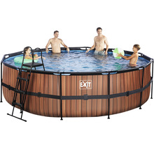 Familienpool mit Holzoptik und Leiter