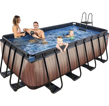 Familienpool mit Stahlrahmen und Holzverkleidung, inklusive Leiter