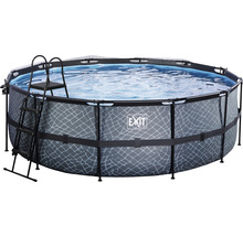 Aufstellpool mit Leiter und grauer Steinoptik