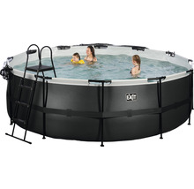 Rundes Aufstellbecken mit Leiter und Personen im Wasser