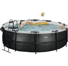 Aufstellpool mit Leiter und spielenden Kindern im Wasser