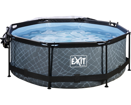 Aufstellpool mit Wasser gefüllt und Leiter