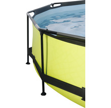 Detailansicht eines Frame Pools mit Stahlrahmen und Wasser