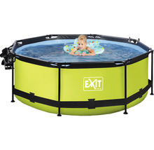 Aufstellpool mit Kind im Wasser und EXIT Toys Logo.