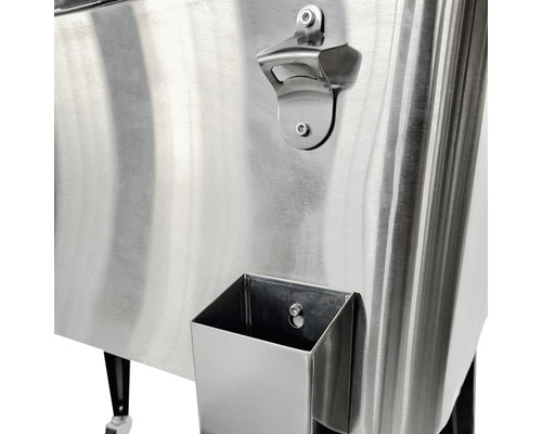 Edelstahl-Getränkekühler mit Flaschenöffner und Auffangbehälter