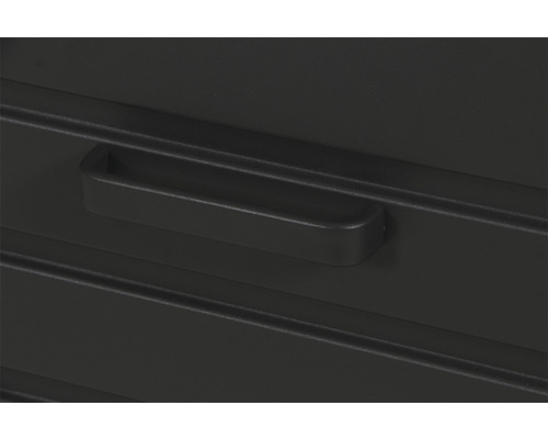 Detailaufnahme eines Kunststoffschranks mit Griff