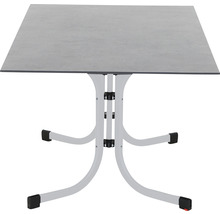 Quadratischer Tisch mit Tischplatte und Metallgestell