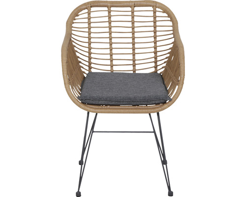Rattan Sessel mit Metallgestell und Sitzkissen