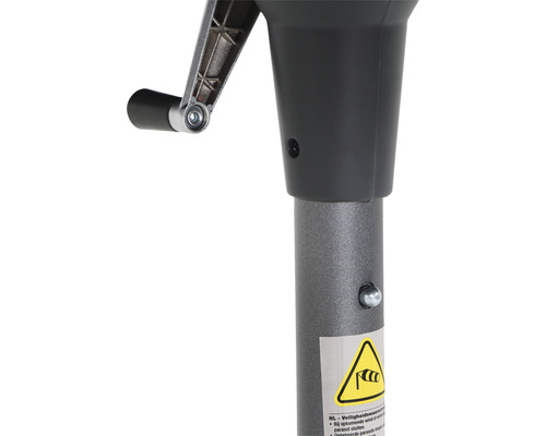 Detailansicht eines Sonnenschirmständers mit Kurbelmechanismus