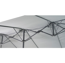 Detailansicht eines Sonnenschirms mit Streben und Mechanismus