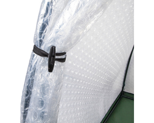 Detailaufnahme einer Gewächshausfolie mit Knebelverschluss