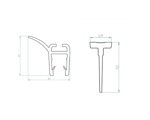 Technische Zeichnung eines Dichtungsprofils mit Maßangaben