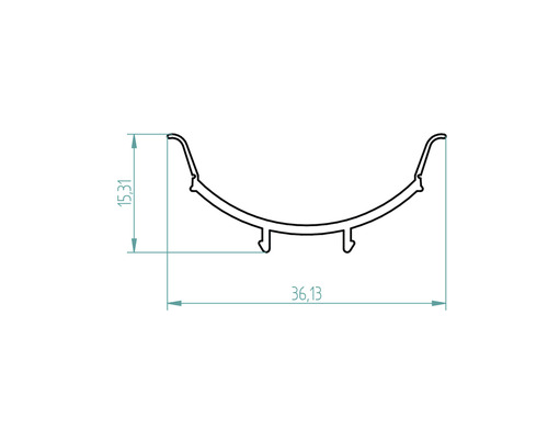 Technische Zeichnung eines Profils mit Maßangaben 15,31 und 36,13.