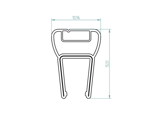 Technische Zeichnung eines Profils mit Maßangaben 10,96 und 15,51.