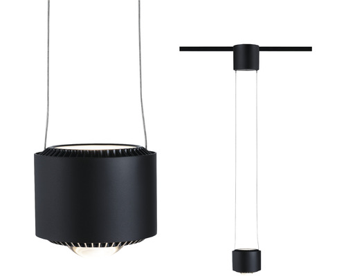 Zwei Pendelleuchten mit zylindrischen Leuchtenkörpern und Aufhängung