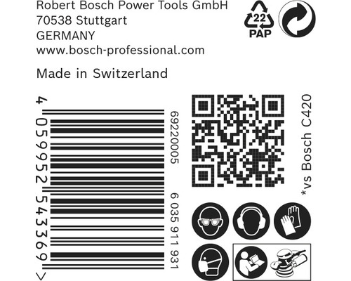 Produktverpackungsdetails mit Barcode, QR-Code und Sicherheitsvorkehrungen.