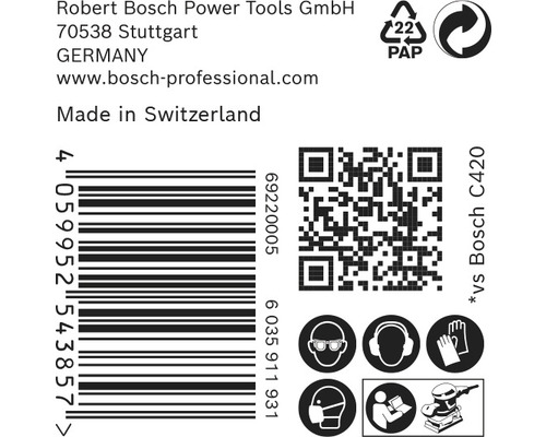 Produktinformationen mit Barcode, QR-Code und Sicherheitshinweisen