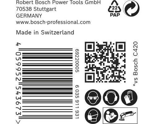 Informationen zu Robert Bosch Power Tools GmbH, Barcode und Sicherheitshinweisen