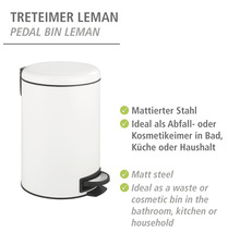 Weißer Treteimer aus Stahl für Bad oder Küche