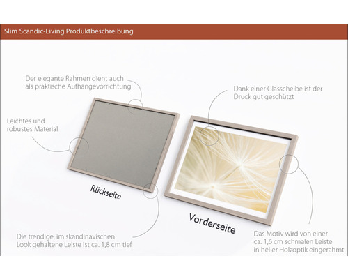 Slim Scandic-Living Bilderrahmen mit Holzoptik, Vorder- und Rückseite