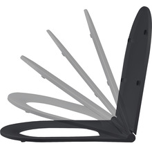 Toilettensitz in verschiedenen Öffnungswinkeln dargestellt