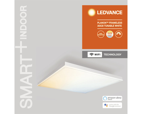 LEDVANCE Planon rahmenlose 30x30 tunable weiße LED-Deckenleuchte mit einfacher Montage und WiFi Technologie