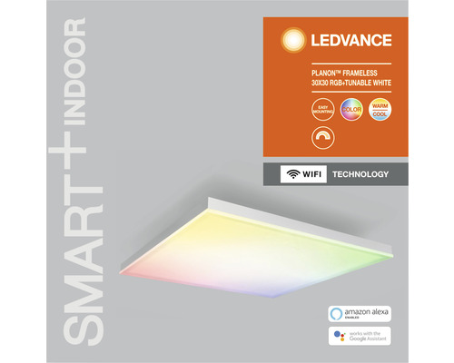 LED Panel Ledvance Smart WF Planon Frameless 20 W RGBW 1-flammig IP 20, weiß LEDVANCE Planon LED Panel für Innenräume, 30x30 RGB mit einstellbarem Weiß und WLAN Technologie