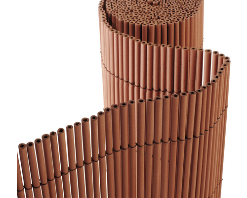 Sichtschutzmatte Konsta PVC Premium Hohlkammer 3 x 0,9 m braun Bambusmatte als Sichtschutz aufgerollt