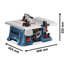Bosch Akku-Tischkreissäge mit den Maßen 658 x 553 x 332 Millimeter