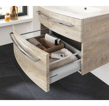 Waschbeckenunterschrank mit offener Schublade zur Badezimmeraufbewahrung