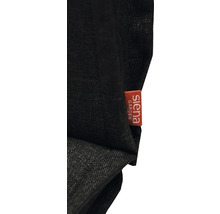 Detailaufnahme eines schwarzen Gartenmöbelbezugs mit Siena Garden Logo