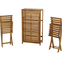 Gartenschrank aus Holz mit zwei Klapptischen