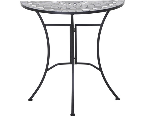 Halbierter Mosaiktisch mit Metallgestell für den Garten