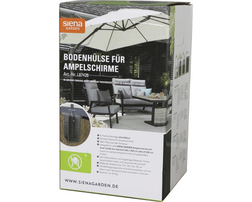 Verpackung einer Bodenhülse für einen Ampelschirm