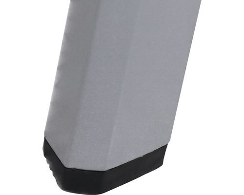 Detailansicht eines grauen Leiterbeins mit schwarzem Fuß