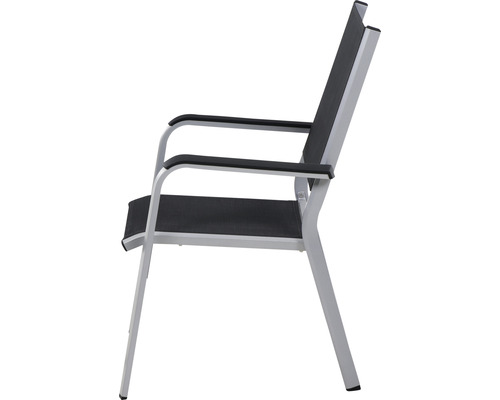 Gartenstuhl mit Armlehnen aus Aluminium und Textilbespannung
