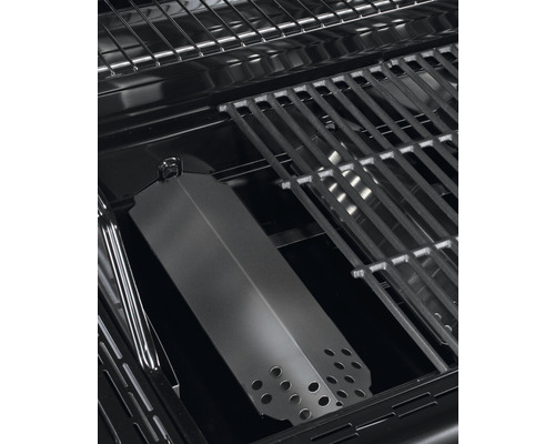 Innenraum eines Grills mit Grillrost und Flammenverteiler