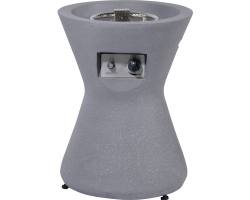 Graue Feuerstelle mit Sanduhrform und Gasregler