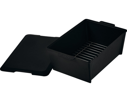 Schwarze Räucherbox mit Deckel und Einsatz