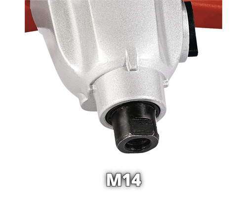 Detailaufnahme eines M14-Gewindes an einer Maschine.