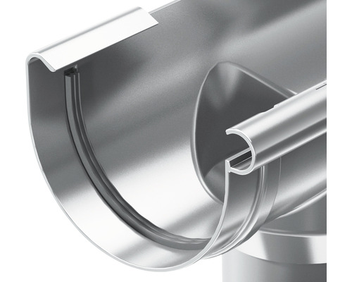 Detailansicht einer Dachrinne aus Metall